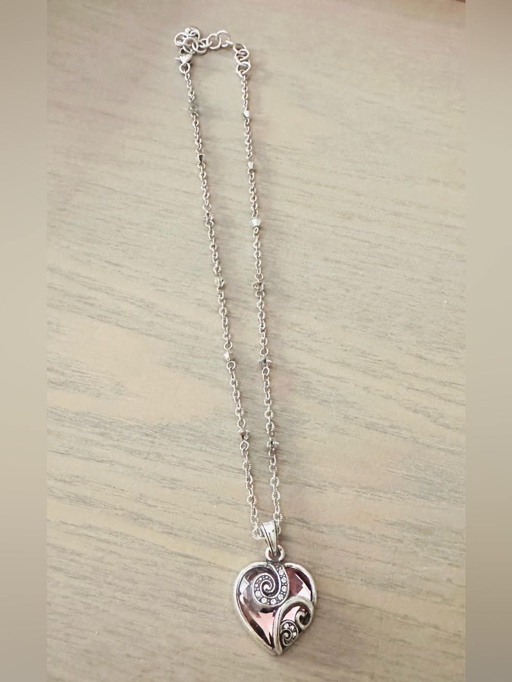 New, Brighton Pink Faceted Crystal Heart Pendant Necklace